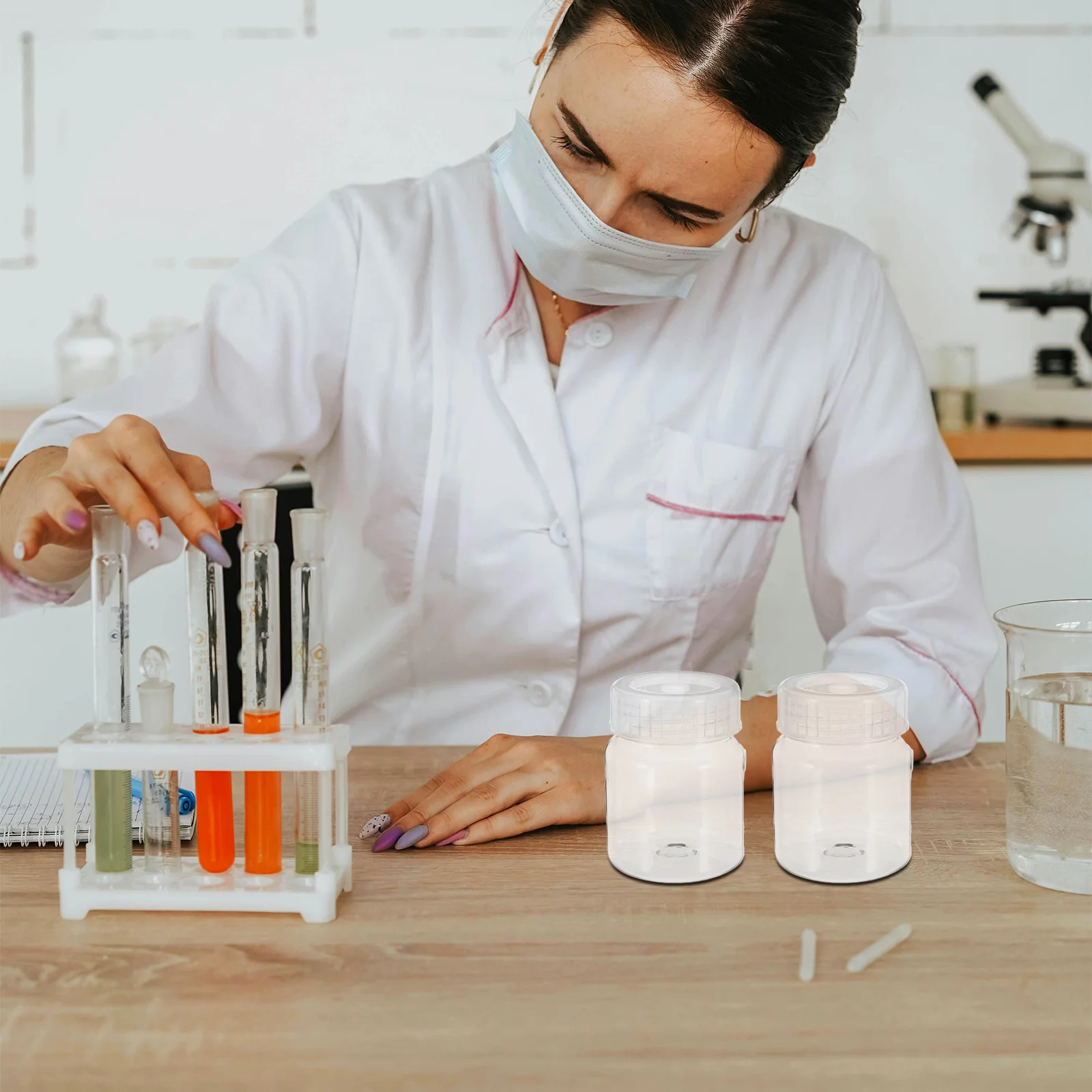 

4pcs 240Ml Wide Mouth Plastic Lab Bottles For Tissue Testing High Temperature Resistance Sample Storage Containers