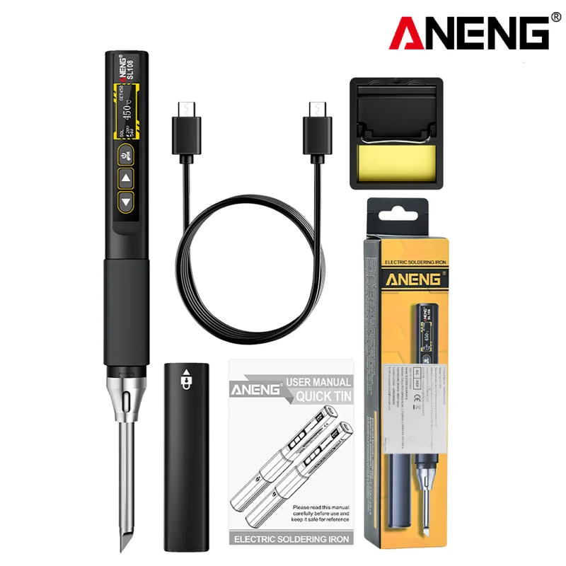 

SL108 Electric Soldering Irons Digital Display ANENG PD 96W QC Adjustable Temperature Fast Heat Smart Soldering Iron Tools