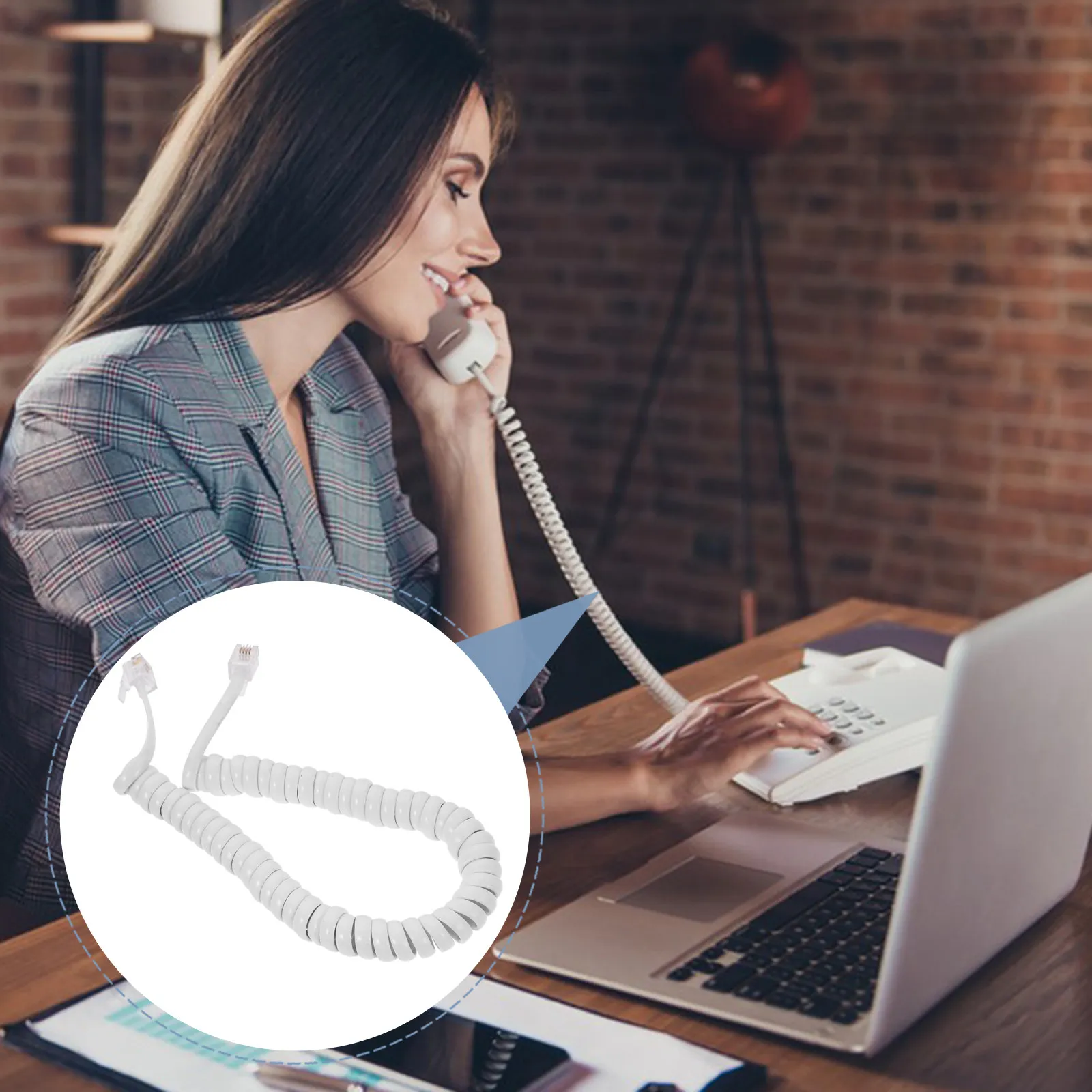 2Pcs Landline Phone Cords Coiled Telephone Cord High Quality Audio Transmission Smooth Adjustable Length Long Term