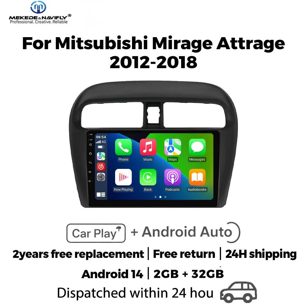 

Автомобильная аудиосистема MEKEDE&NAVIFLY Android 14 для Mitsubishi Mirage Attrage 2012-2019 с Carplay, GPS и радио