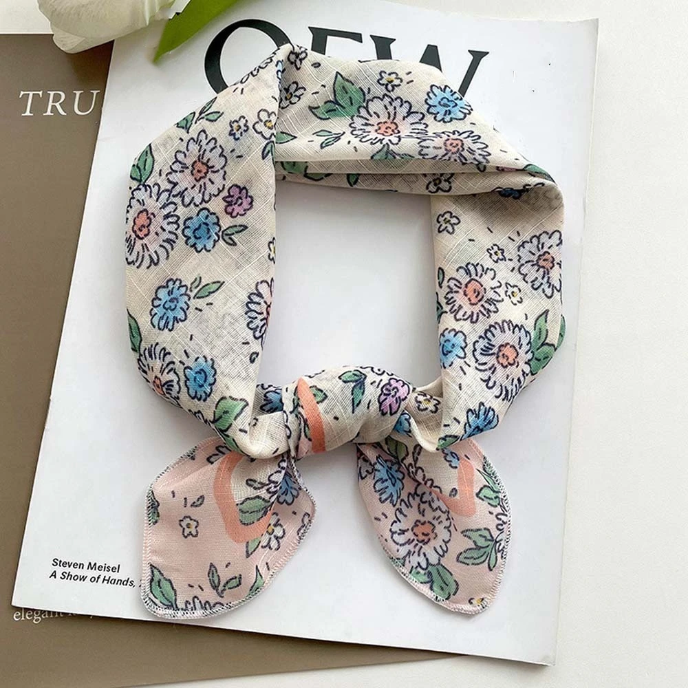 Desert Headband Breathable Spring Silk Scarf Cotton Quick-drying Square Hijab Scarf Sunscreen Sweat-absorption Scarves Summer
