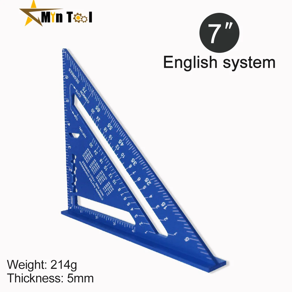 Tri linijka kątowa 7 Cal narzędzie pomiarowe stop Aluminium narzędzia stolarskie Cal metryczne linijka kątowa kwadratowe narzędzie do pomiaru drewna