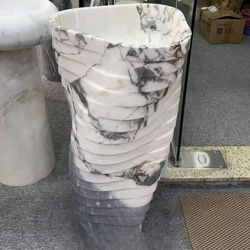 Modern Marble Wash Basin Hand Painted Rectangular Design Waterproof Countertop Sink for Bathrooms Kitchens and Villas