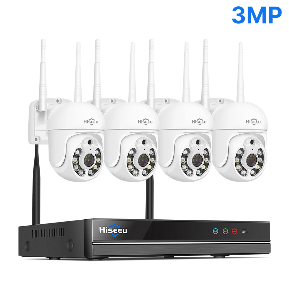 Hiseeu 5MP WiFi CCTV Camera Beveiligingssysteem Kit 10CH NVR Recorder Set P2P Outdoor Draadloze IP-camera's Videobewakingssysteem