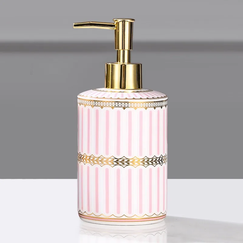 Luxury Gold-plated Ceramic Lotion Bottle Gold Press Head Shower Gel Shampoo Moisture Bottled Soap Dispenser Bathroom Accessories