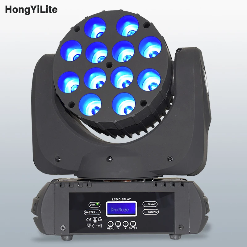 

HongYiLite LED12X12W Moving Head Light RGBW Beam Wash Stage Projector DMX 512 Control Sound Arrival Effect For Bar Nightclub DJ