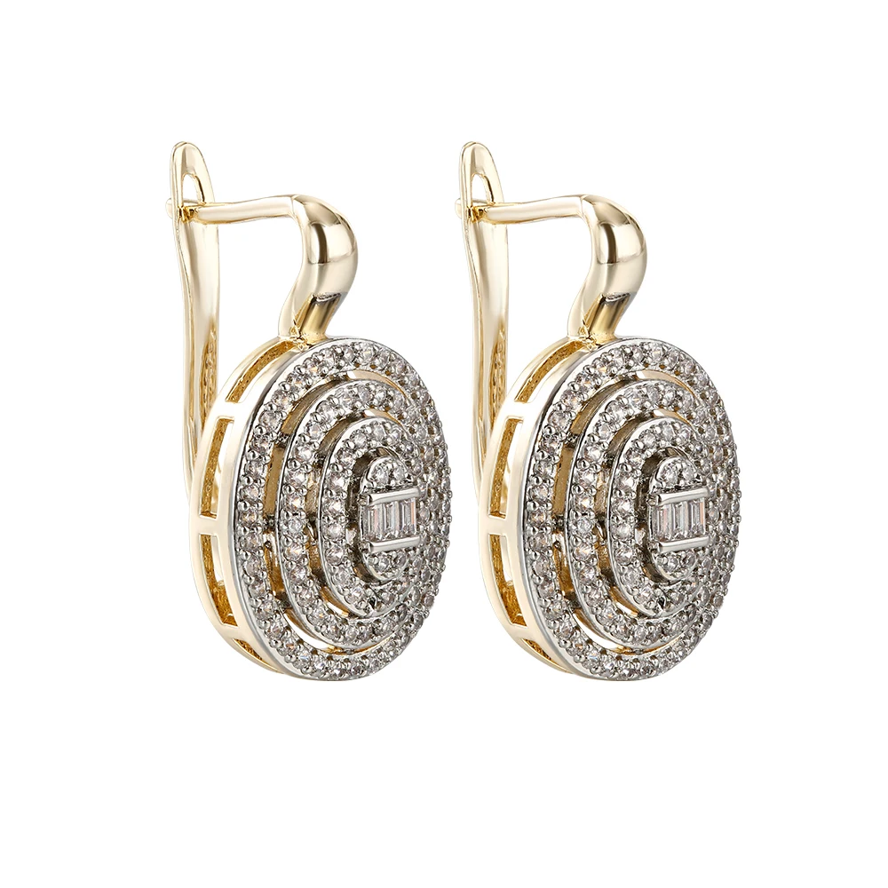 Französisches Retro-Schmuckset mit ovalem, mehrschichtigem Zirkon-Inlay, Ohrringe und Ringe, zweiteiliges Set, hochwertige Accessoires für Bankette und Hochzeiten. – Detail 10