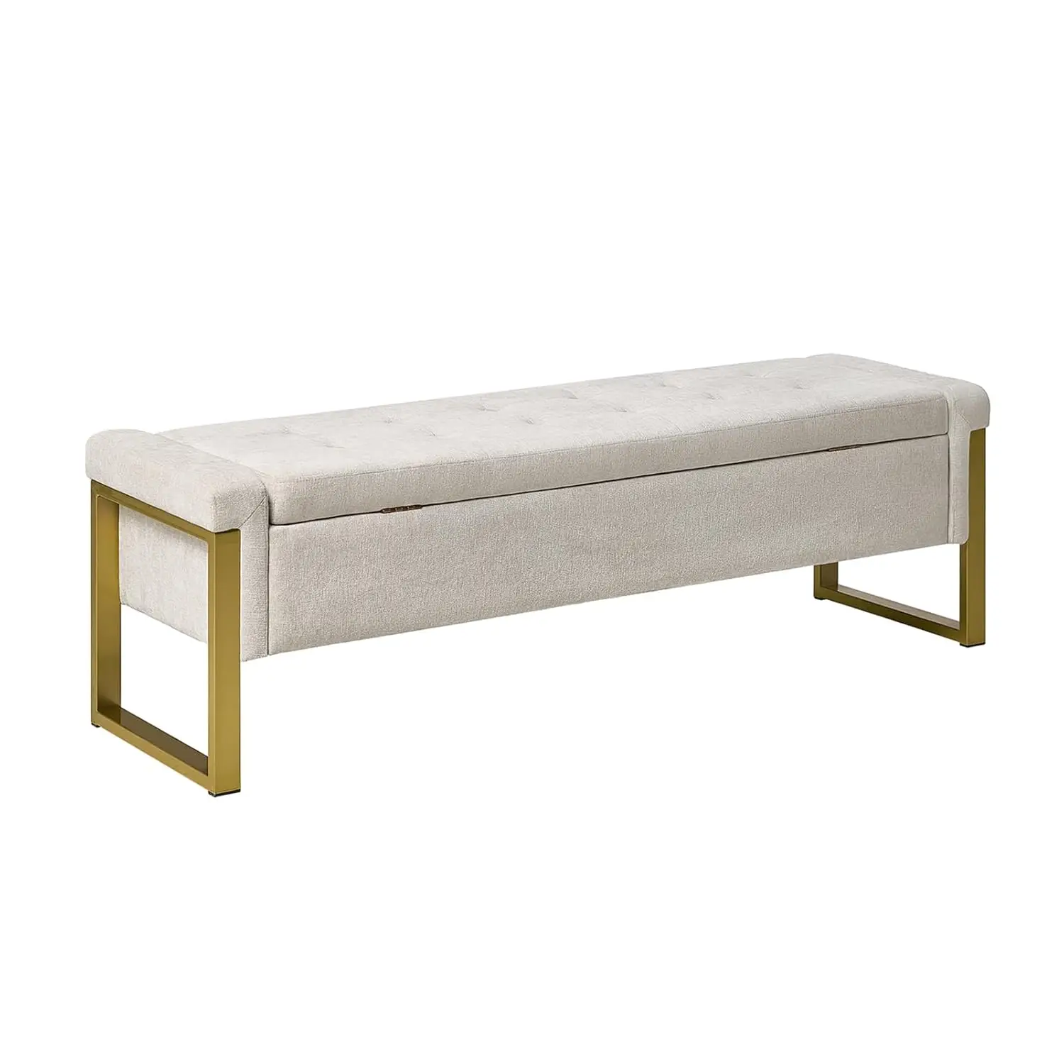 Modern Storage Ottoman Bedroom Bench, End of Bed Bench with Gold Metal Legs, Upholstered Footrest Stool for Living,, Customized