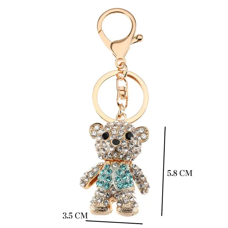 1Pc Rhinestone Bear Keychain Bag Accessories Metal Cute Bear Bag Pendant Car Keychain Holiday Gift Commemorative Gift For Women