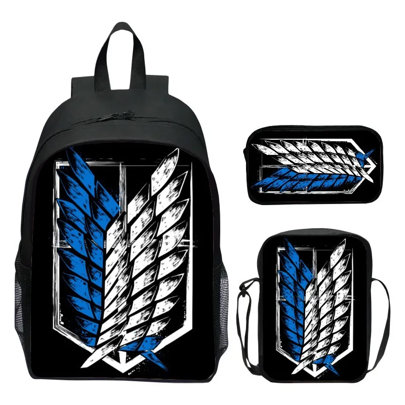 Children's backpack three piece set attack on Titan, giant student backpack, toddler backpack, shoulder bag, pencil case