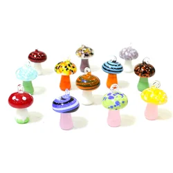 2pcs Korean Style Cute Mini Glass Mushroom Charms Pendant DIY Craft Accessories Perfect Festival Party Gifts For Handmade Lovers