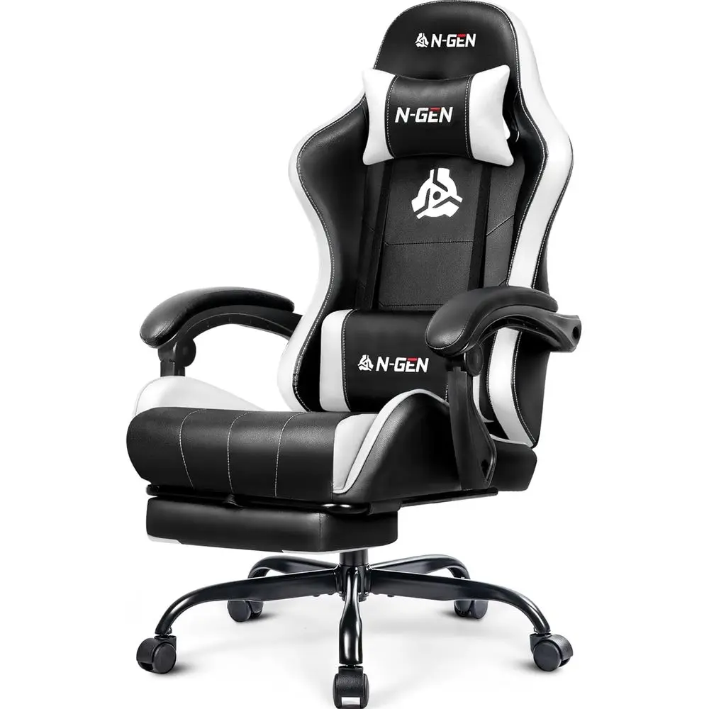 Video Gaming Chair with ootrest High Back Ergonomic Comortable Oice Computer Desk with Lumbar Support Height Adjustable with PU