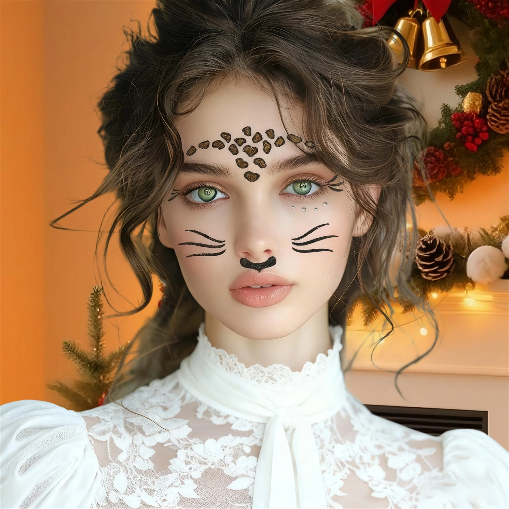 

Glittery Christmas Party Makeup Stickers Unicorn Mermaid Butterfly Pattern Face Body Rhinestone Decals for Women Girls Birthday