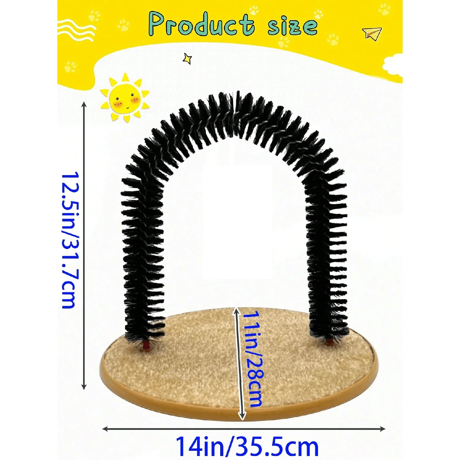 Cat Toy Arch Self Groome Pamper Feline with A Massage Grooming Rubbing Brush with Scratching Pad Toy for Cats Interactive Toys