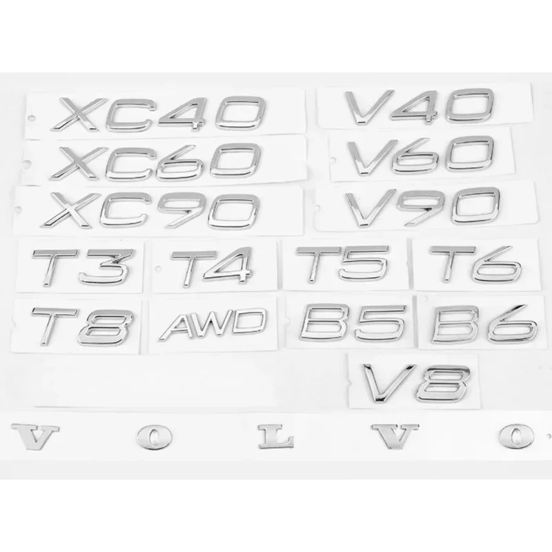 Car ABS 3D letter stickers are suitable for Volvo XC60, XC90, S60, S80, S60L, V40, V60, T5, T6 and AWD trunk logo stickers.