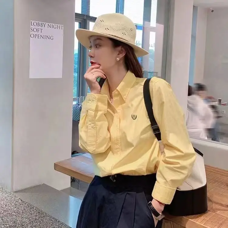 Liberline Sisy Cotton Ivy irt Damen Casual Sle Commute Faion Frühling 2023, neue lockere Passform, lang, Sve, reine Farbe