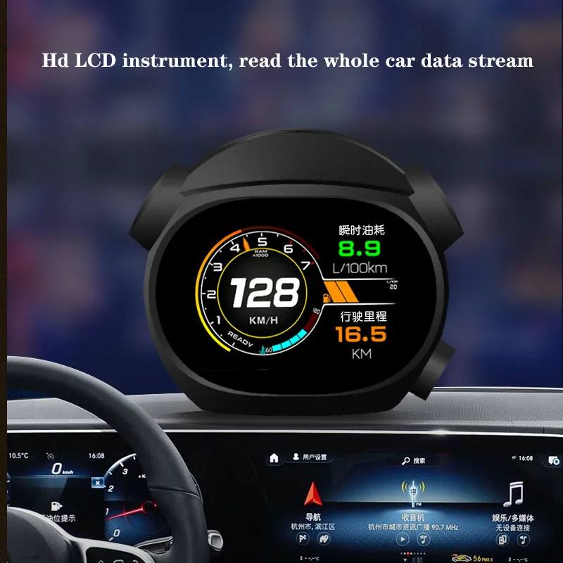 K10 Car Head-up Display HUD Vehicle OBD Instrument Turbine Table Tachometer Oil&Water Temperature Speed Display Car Accessories