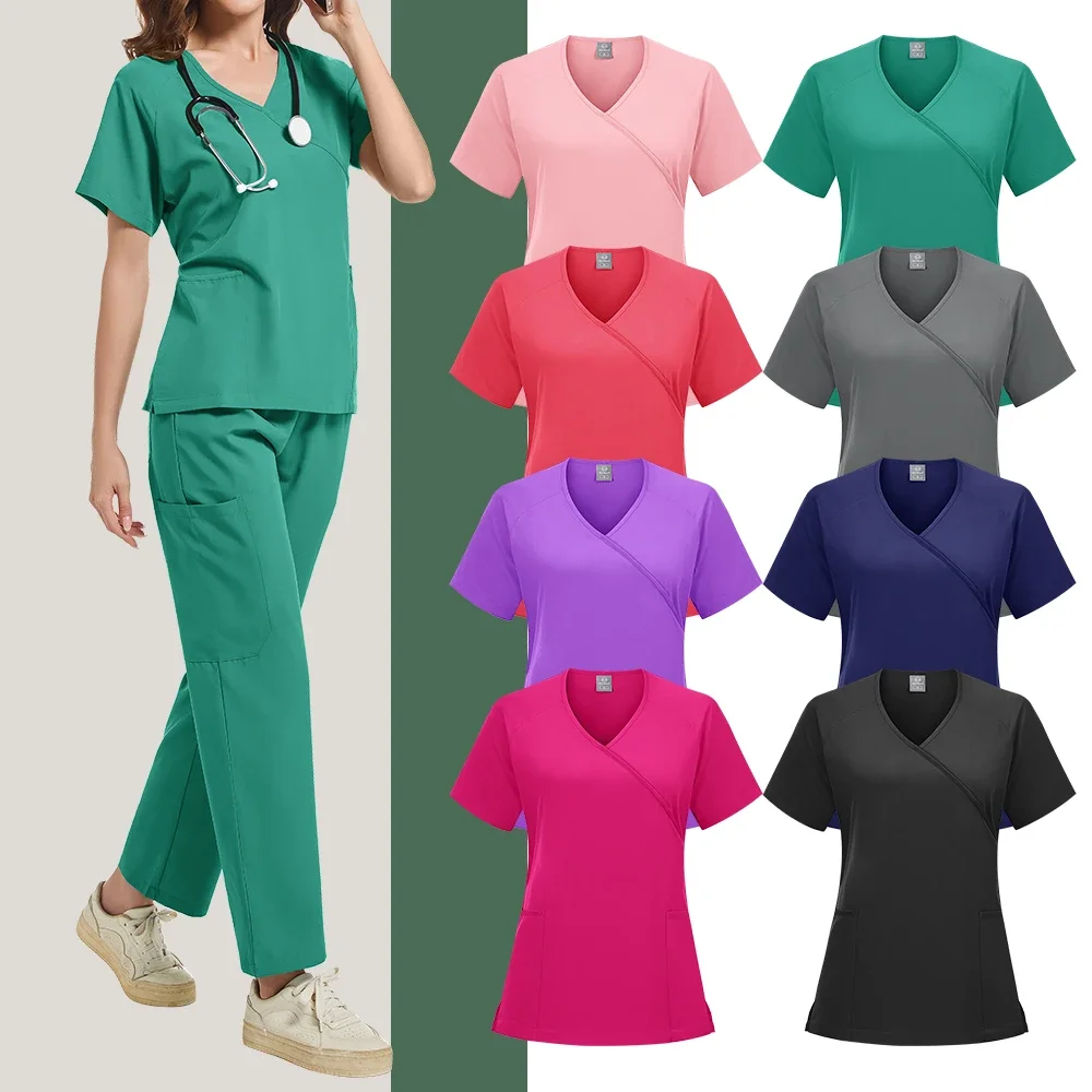 Aset of operating room clothing dental supplies overalls nurses wholesale hand washing clothes beauty salon  short sleeves