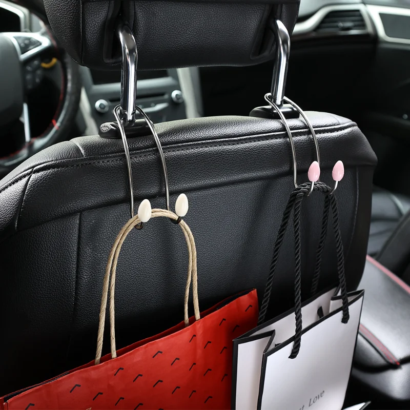 NEW Car Back Seat Hooks Stainless Steel Seats Hanger with  Rhinestone Decoration Handbag Clothes Storage Hooks