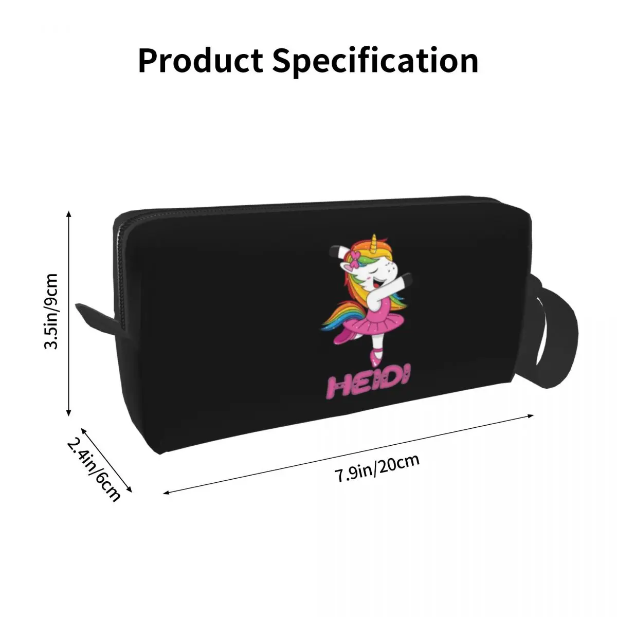 Heidi Pink Heidi The Dancing Unicorn Makeup Bag Cosmetic Organizer Dopp Kit Toiletry Cosmetic Bag for Women Beauty Pencil Case