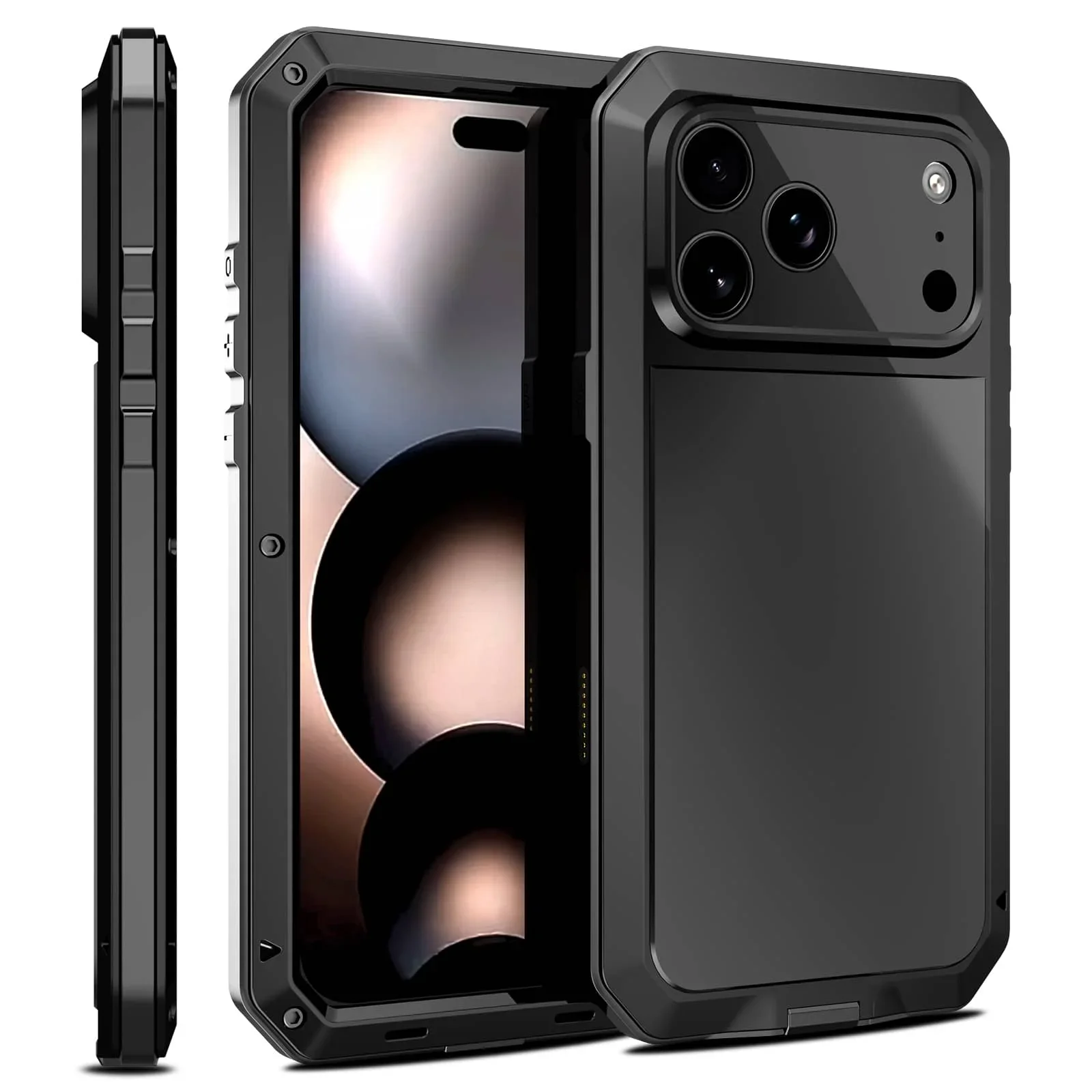 

Металлический корпус для iPhone 17 Pro Max iPhone Air 17 Pro, сверхпрочный противоударный прочный чехол со встроенной защитной стеклянной пленкой для экрана