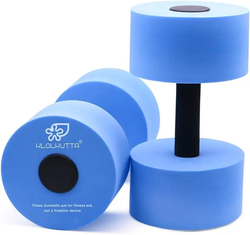 Blue Aqua Dumbbells Set for Water Aerobics and Pool Fitness, High-Density EVA Foam Resistance