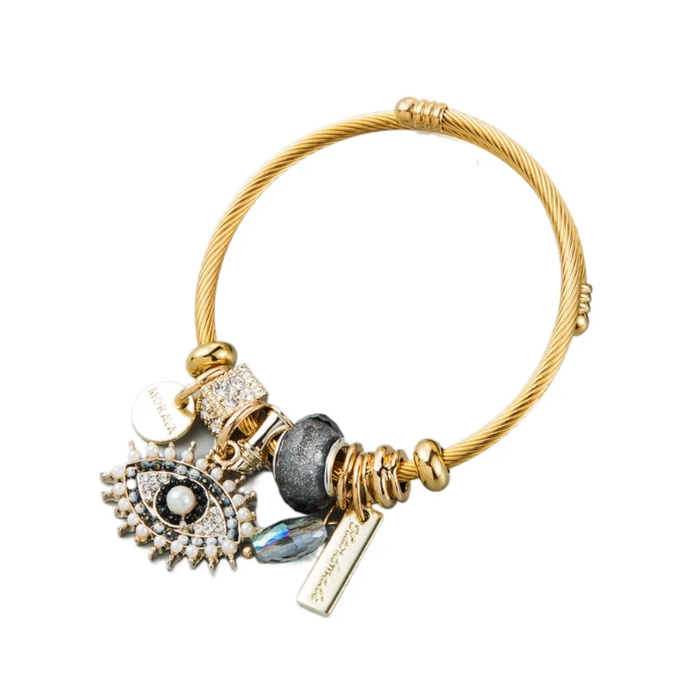 خمر الزجاج الخرز سوار شخصية الأزياء الشيطان العين قلادة سوار الزجاج الملون مزاجه كريستال قلادة سوار #4