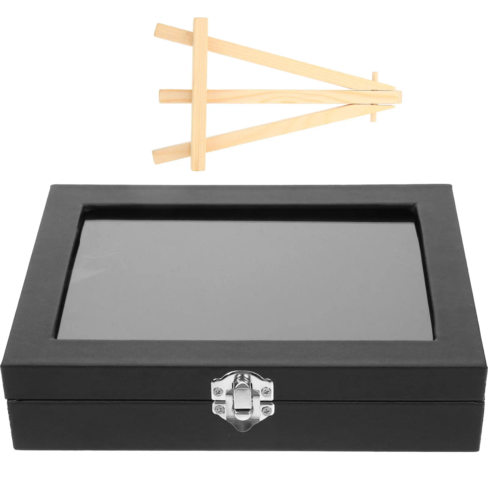 

Pin Brooch Storage Box Medal Display Case Transparent Lid Black Small Size Jewelry Container for Earrings Rings Beads Necklaces
