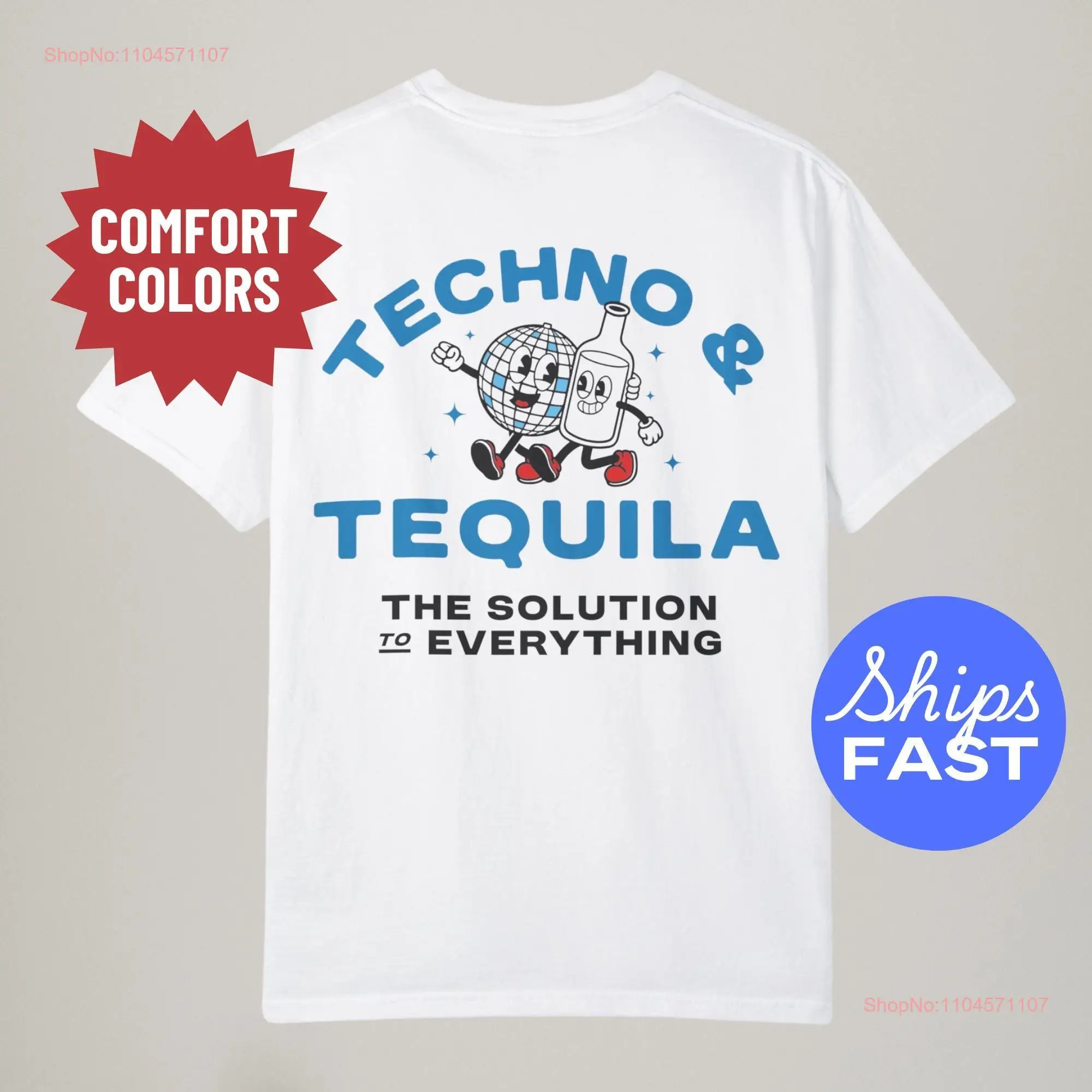 Comfort Colors Techno and Tequila T Shirt Retro Cartoon Rave Funny Trendy Aesthetic long or short sleeves