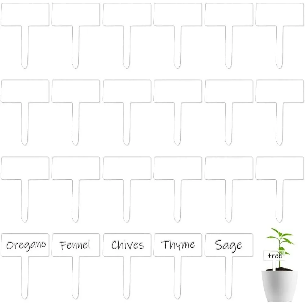

24 шт. акриловые этикетки для растений 2,7 × 2 дюйма, прозрачные бирки для растений Т-типа, маркеры для растений, садовые этикетки, название трав, водонепроницаемые знаки для