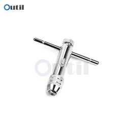 1pcs Adjustable Silver T-Handle Ratchet Tap Holder Wrench for M3-M8 3mm-8mm Machine Screw Thread Metric Plug T-shaped Tap