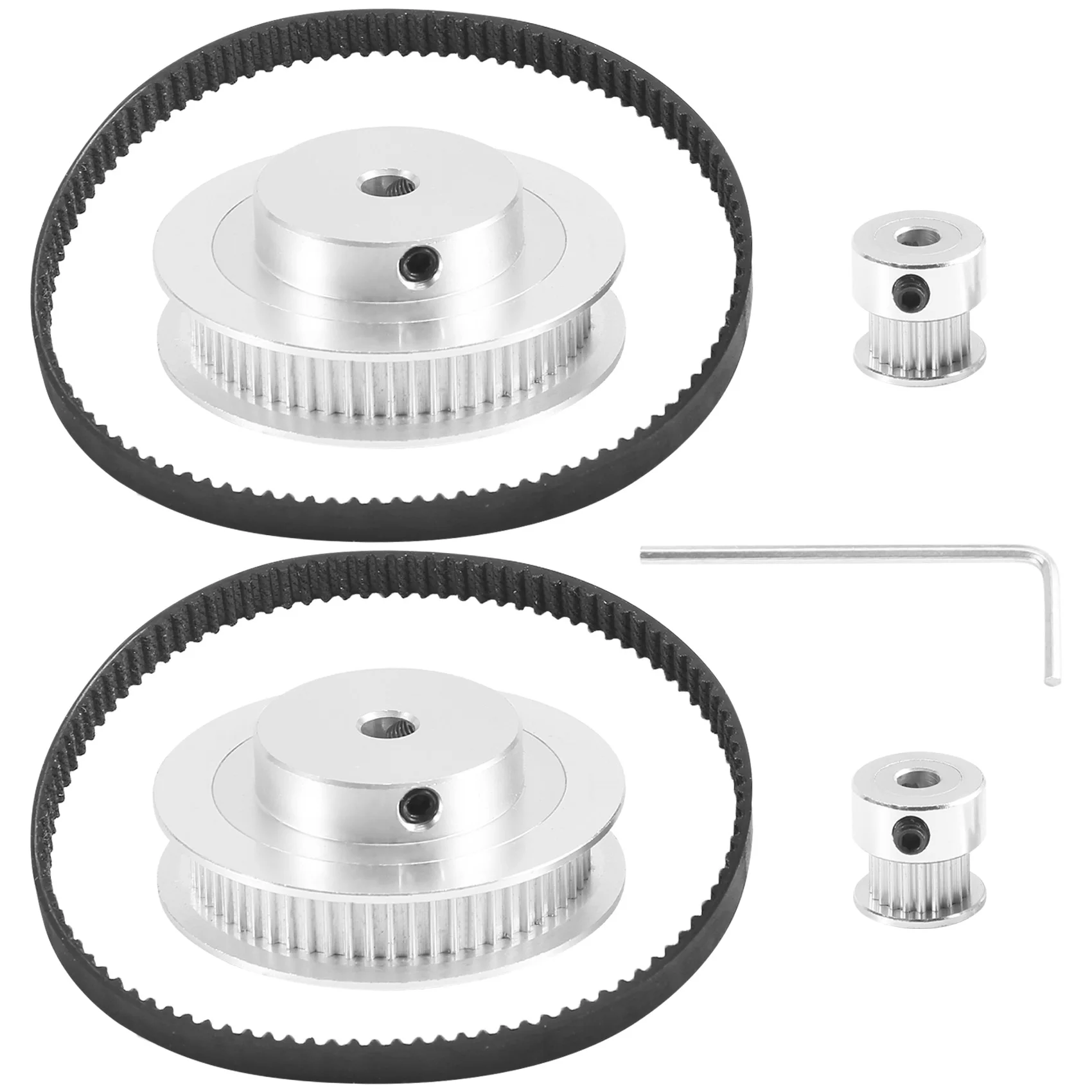 2 Sets of 2GT Timing Wheels 20&60 Teeth 5mm Bore Aluminum Timing Pulley 2 Piece Set Length 200mm Width 6mm Belt