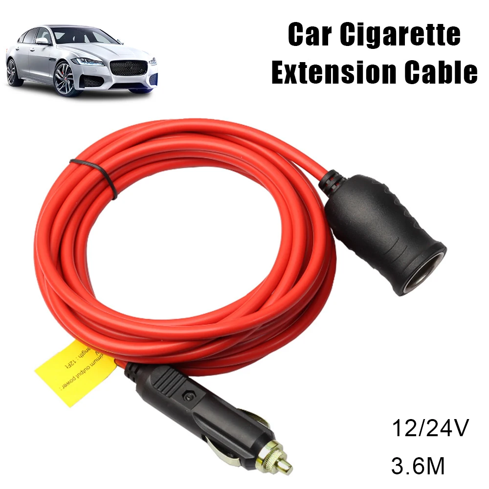 

Female Socket Plug Car Cigarette Lighter Extension Cord with 15A Fuse 3.6 M Socket 12V 24V Auto Charger Cable