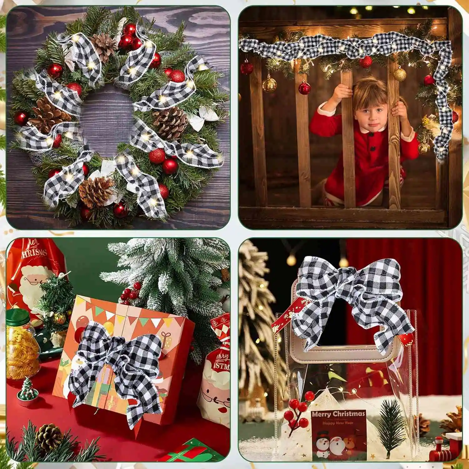 6 لفات LED ريفي شجرة عيد الميلاد جارلاند الشريط الحرفية مع أضواء LED لزينة عيد الميلاد-AT36