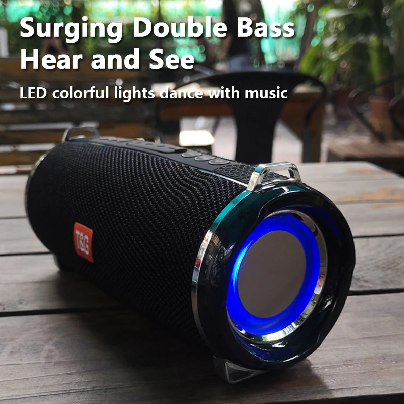 

Portable Bluetooth Speaker Outdoor Radio Audio Amplifier Waterproof Soundbar Column U Disk Wireless Subwoofer LED Light Soundbox