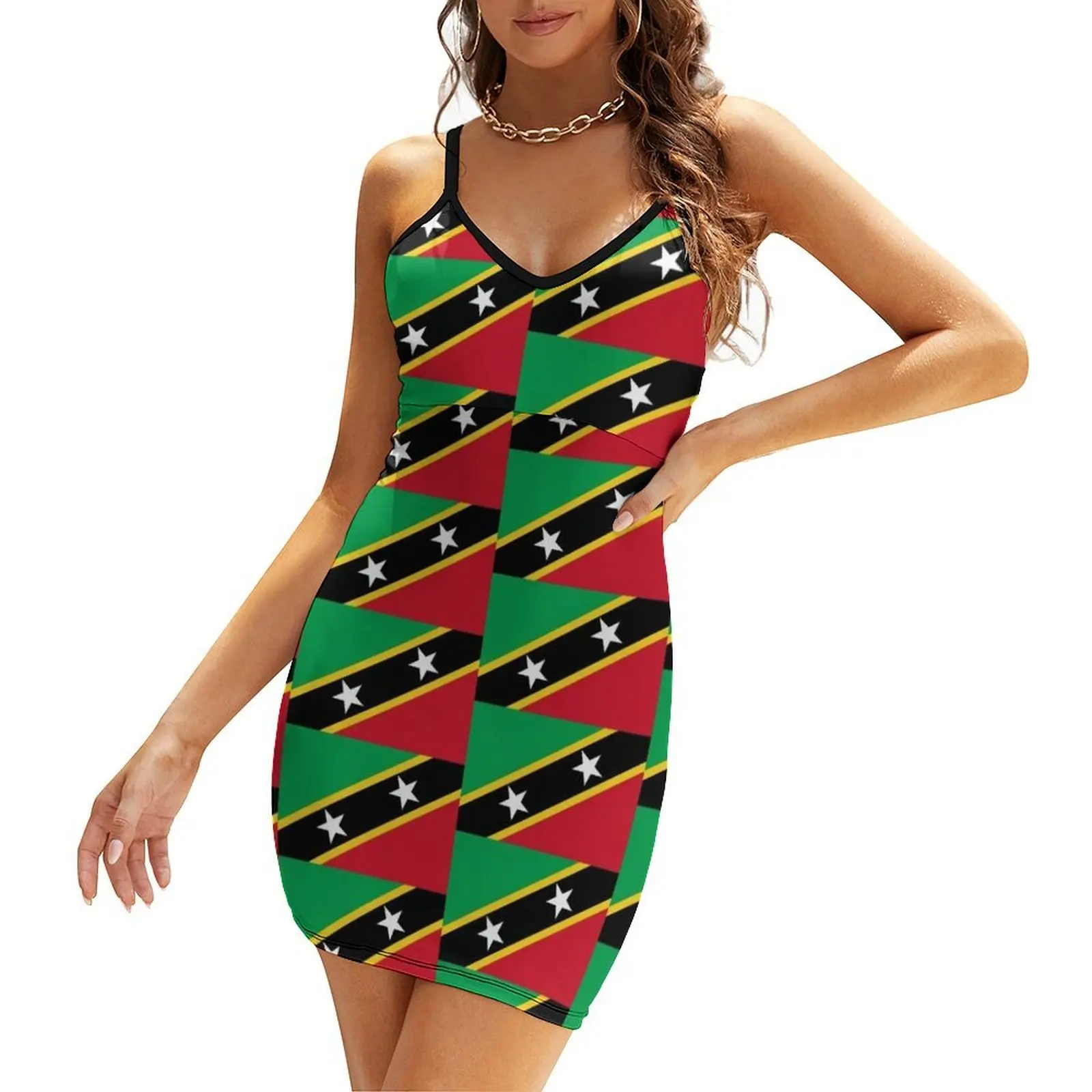 

Flag of Saint Kitts and Nevis Sling Dress dresses for woman 2025 women's clothing trend 2025 dress women summer Dress for girls