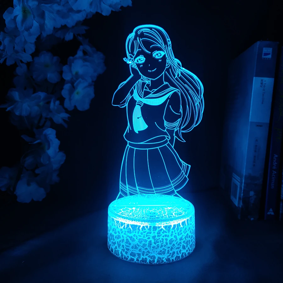 

3D LED Manga Love Live! Sunshine!! Beautiful Girl Riko Anime Lamp Cute Acrylic Night Lamp RGB Flashing Gift Desktop Room Decor