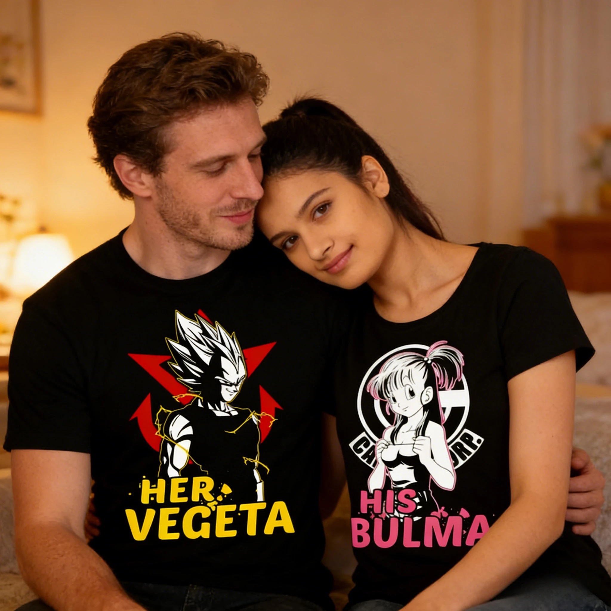 

2026 Summer Dragon Ball Retro Anime Couple T-Shirt, Vegeta & Bulma Graphic Tee, Loose Casual Daily & Sports Wear Y2K Style