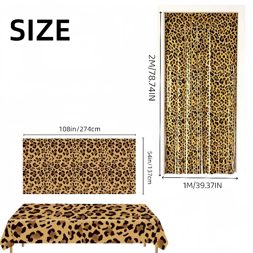 Plastic Leopard Tablecloth, Disposable Rectangle Brown Cheetah Table Covers Birthday Party Supplies Table Decorations