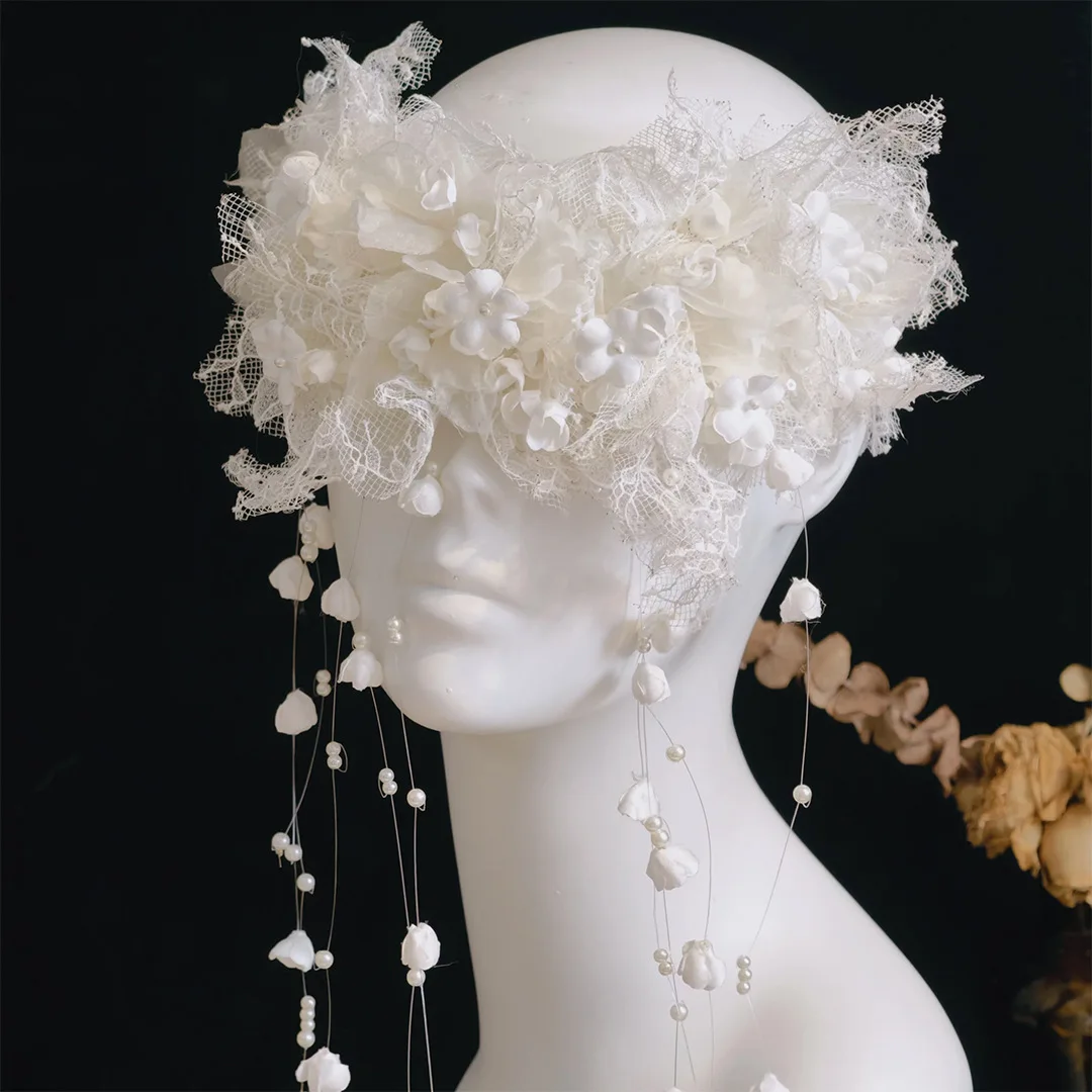 オリジナルレトロブライダルレースフラワーフリンジヘアアクセサリー新しいエレガントなハイエンドデザインの結婚式の写真ウェディングアクセサリー
