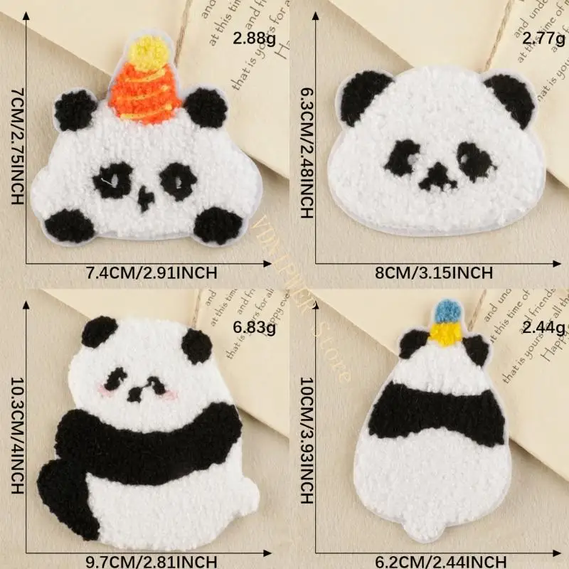 4PCS Stickerei Panda Themen -Stoffflecken Nähversorgung für Taschen Hüte und Rucksack D08E