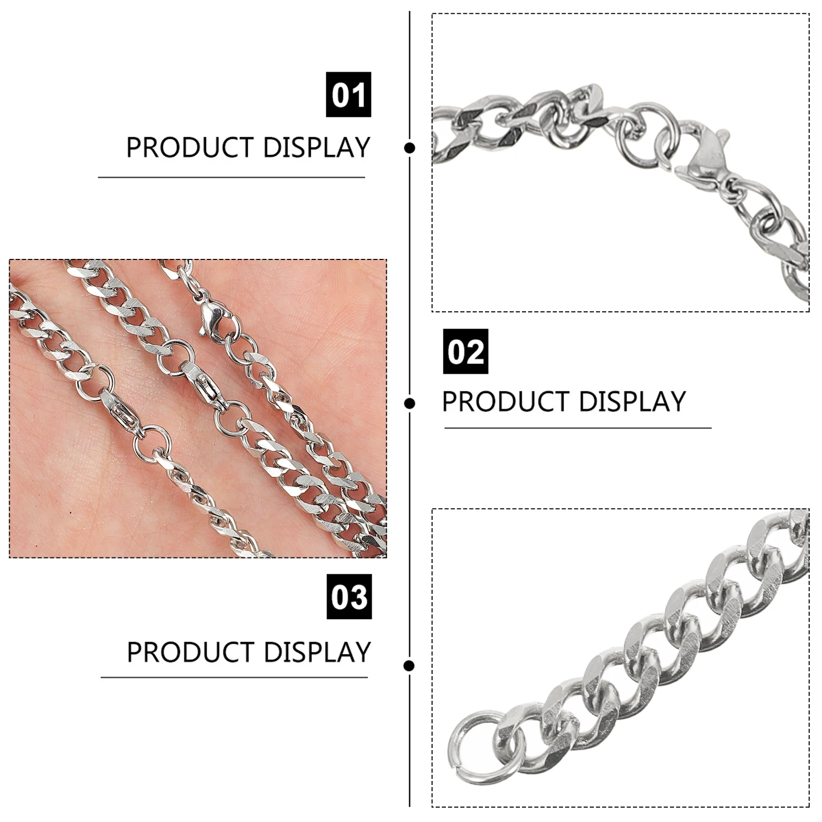 

3 Pcs Stainless Steel Necklace Fashion Chain Men Jewelry Vintage Necklaces Stylish Male Accessories Hip Hop Theme Gift Family
