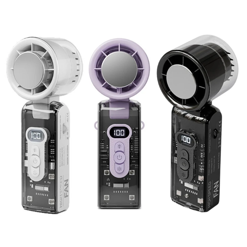 Mini ventilatore pieghevole, leggero da 190 g, include cordino ricarica compatibile USB C