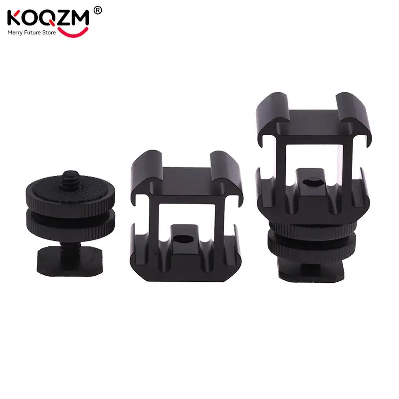 Triple Hot Shoe Mount Adapter Dual Screws Bracket Stand Holder for DSLR Camera for LED Video Microphone Monitor Flash Light