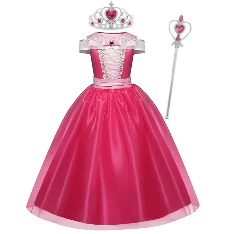 2024 Belle Girls Elsa Dress Children Princess Carnival Dress Kids Jasmine Rapunzel Flower Disguise Cosplay Christmas Costume