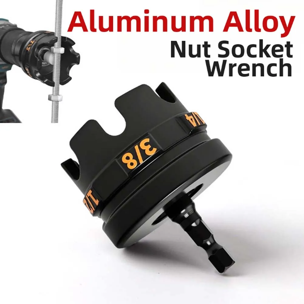 1set Nut Socket Wrench With Replacement Head For 14”38”12”threaded Rods Alloy Nut Socket Wrench Electricians Spare Parts