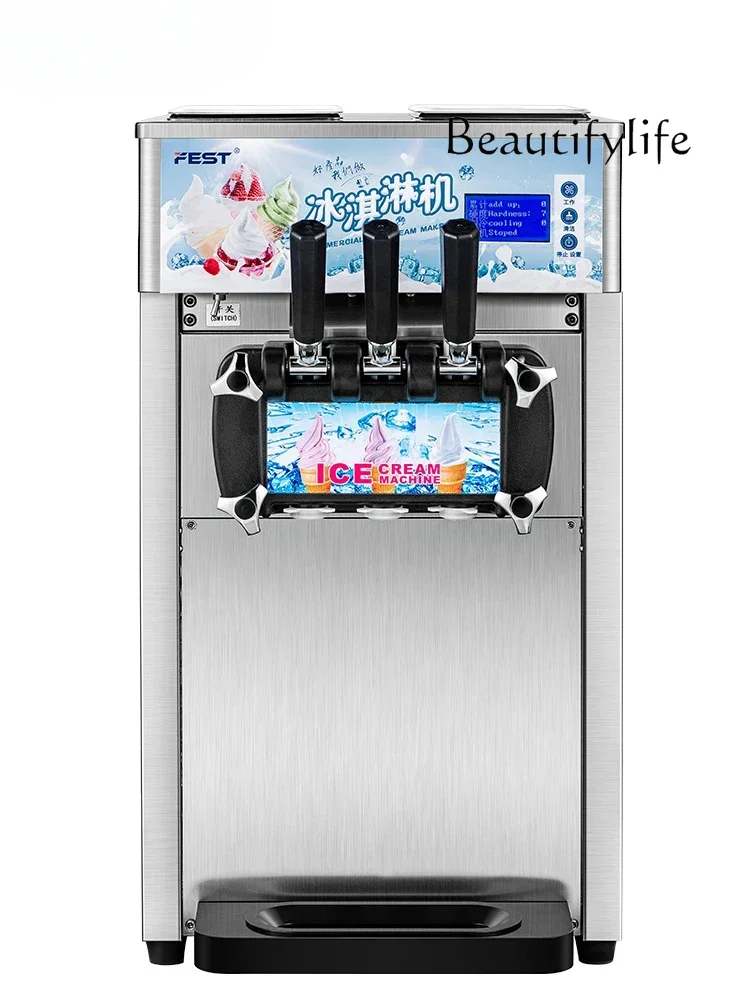 Desktop three-color ice cream machine Commercial automatic cone sundae machine Three-head soft ice cream machine