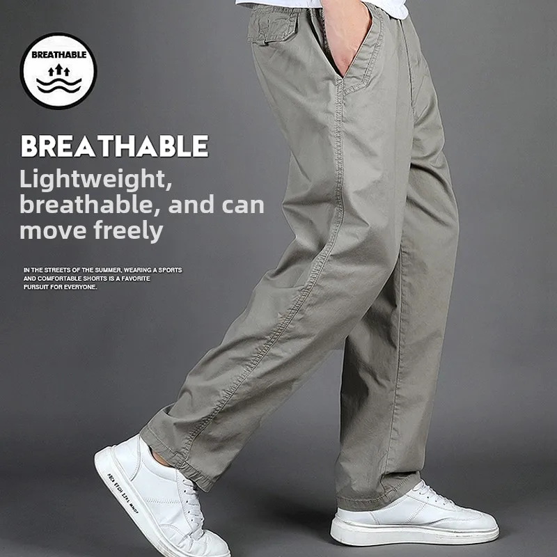 

Autumn Men's Pants Cargo Trousers Casual Elastic Waist Wide Leg Jogging Pants Winter Riding Fishing Fleece Warm Sports Pants