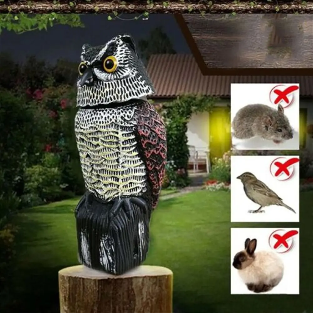 Simulierte Vogelabwehrskulptur: Nachthawk-Schreckvogel für den Außenbereich mit rotierendem Kopf – Falsche Eulenattrappe zur Schädlingsbekämpfung
