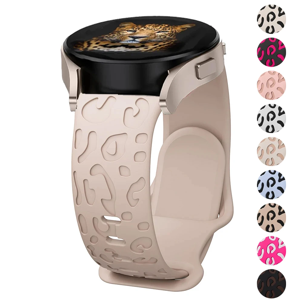 Engraved Strap For Samsung Galaxy Watch 4 5 6 40mm 44mm Watch 5 Pro/3 Active 2 Leopard Silicone Bracelet Huawei GT 2 2e 20mm